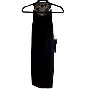 Carmen Marc Valvo Black‎ Beaded Lace Open !Back Neck Halter Dress NWT Size 6